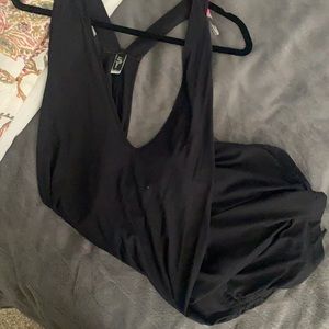 SzM black sheer bathing suit cover up-Romper style